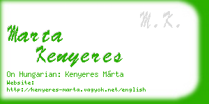 marta kenyeres business card